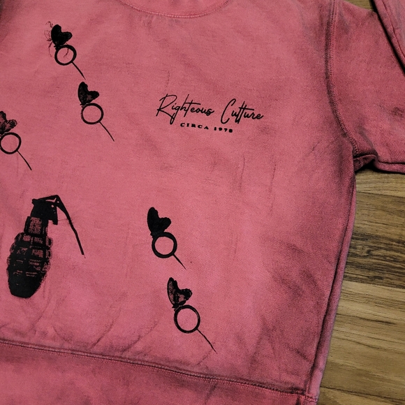 Nwt! Righteous Culture "Cost of Freedom" Distressed Oversized Crewneck Sz S - Picture 2 of 8